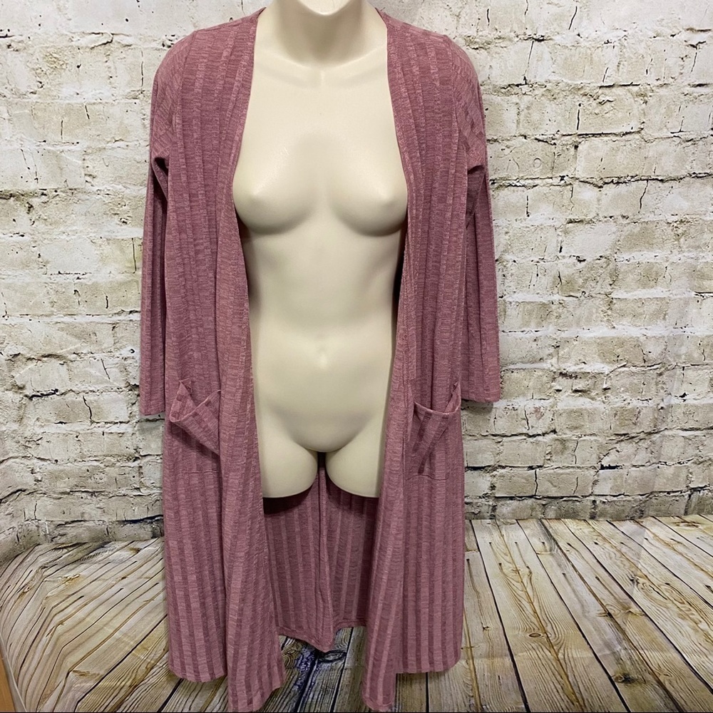 Lularoe Rose Pink Striped Sarah Duster Cardigan